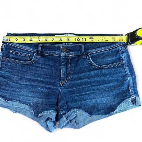 Y2K cute Abercrombie & Fitch blue denim low rise shorts with rolled up bottom - Picture 3 of 7